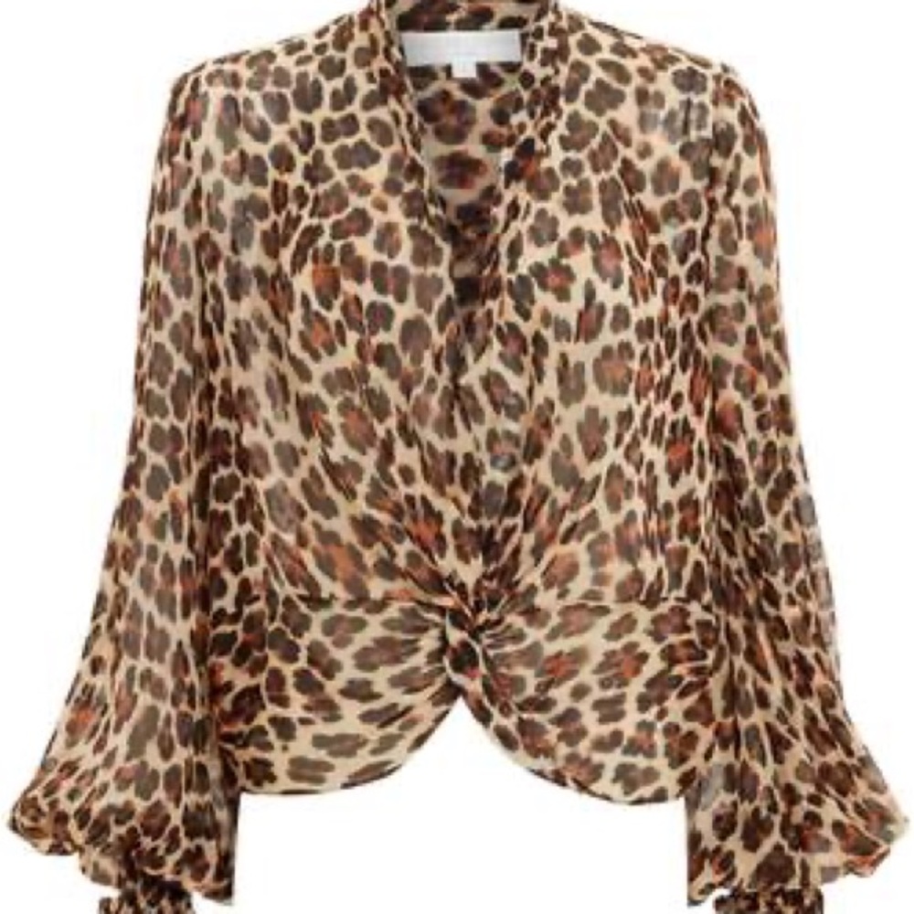 Caroline Constas Bette Blouse Leopard Print Women's Top Size XS NWT - Picture 4 of 5